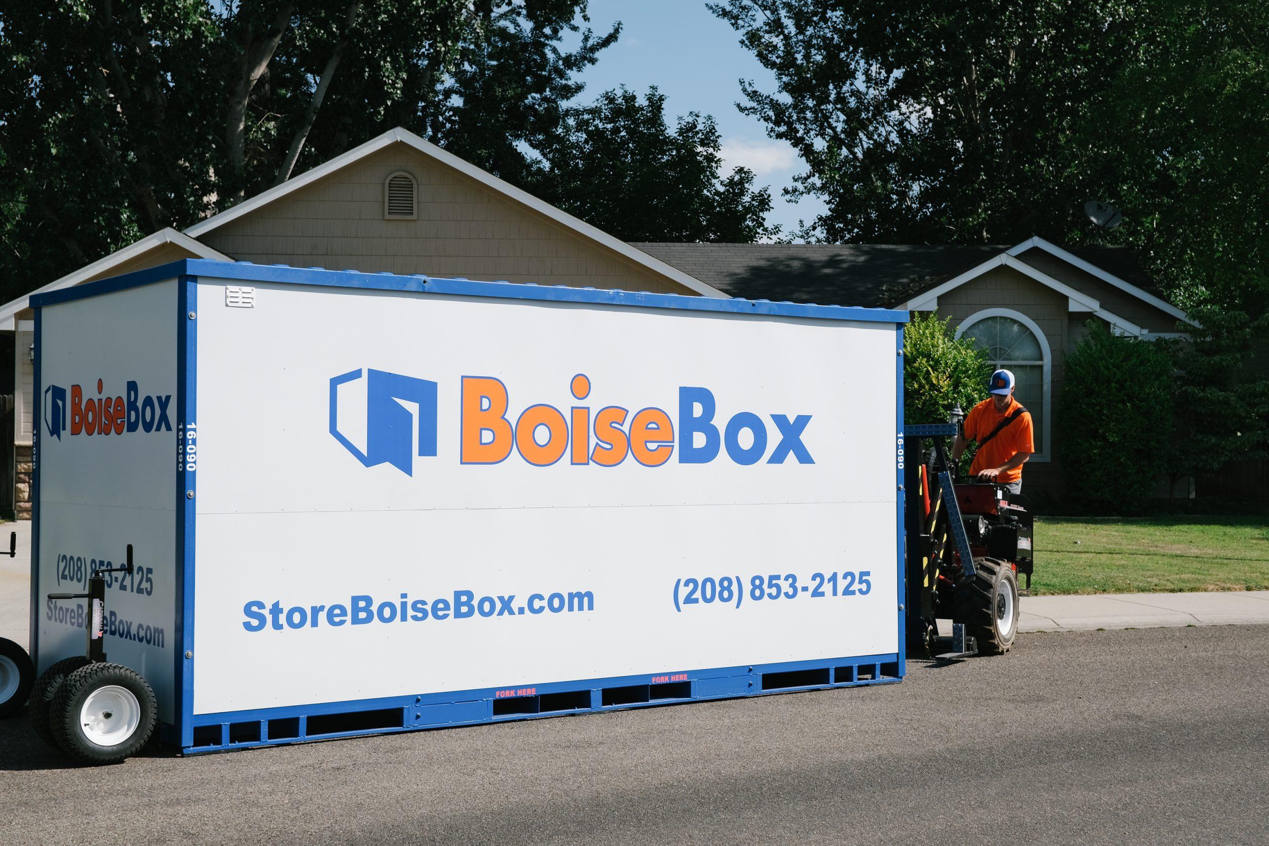 BoiseBox portable storage container being delivered to a home
